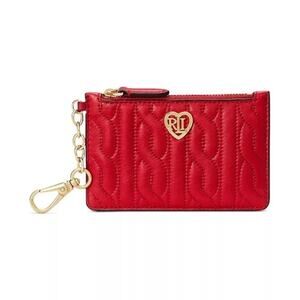 Quilted Nappa Leather Zip Card Case in Martin Red